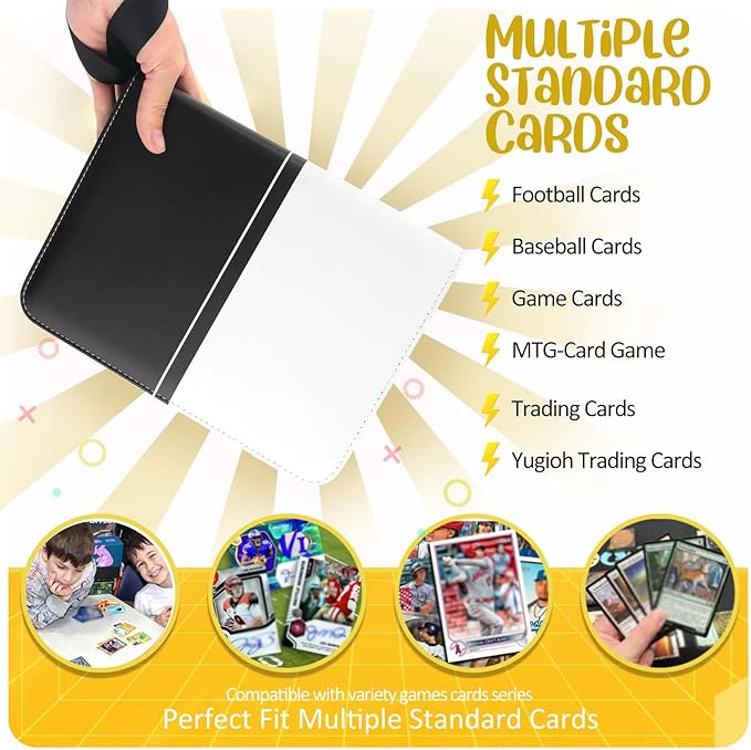 900 - Pockets Trading Card Binder with Removable 50 Sleeves, Card Collector Album with Zipper, Portable Card Holder Book Fits Sports Card, Game Card - Black