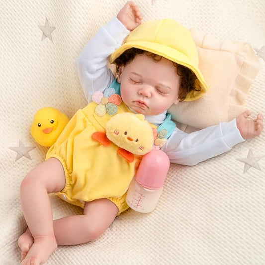 Jirachi Lifelike Reborn Baby Dolls, 18-Inch Sleeping Real Life Cloth Body Baby Girl, Realistic Reborn Baby with Toy Accessories for Kids Age 3+