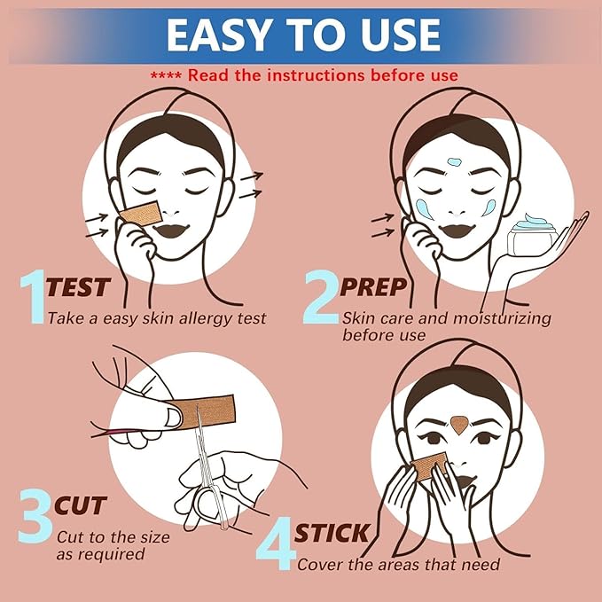 Facial Patches - Wrinkle Patches - Wrinkle Tape - Face Lifting Tape - Non-Invasive Wrinkle Remover - Multifunctional High Elasticity Wrinkle Forehead Eyes Face (Beige-2.5cm)