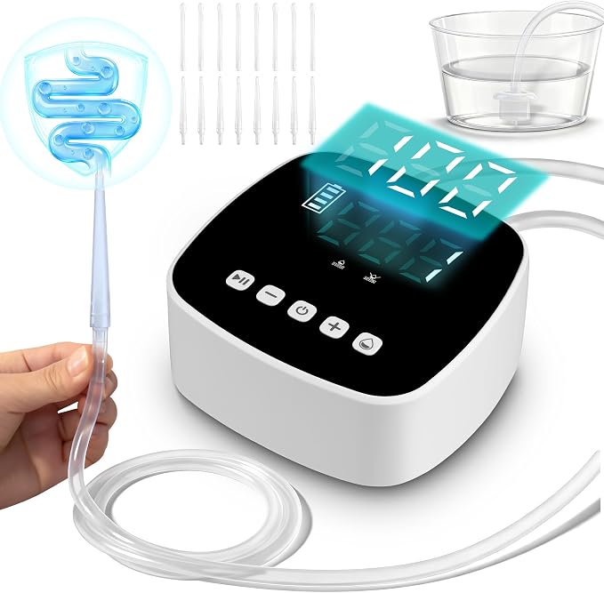 Electric Enema Kit with Dual Nozzles, 100-Level Pressure Control, Coffee Enema & Colon Cleansing System for Women Men, Peri Bottle Postpartum Alternative,LCD Display,Rechargeable External Water Supply