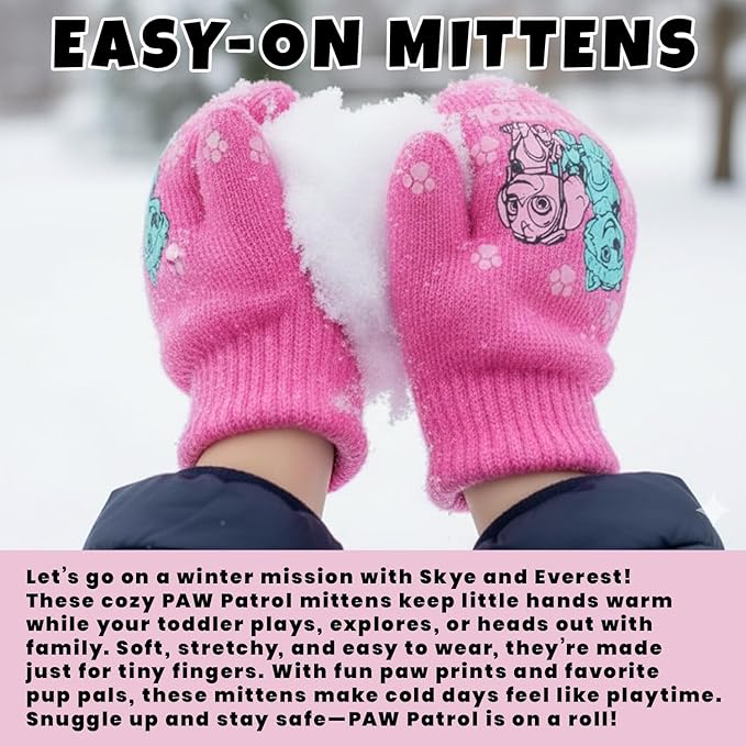 Nickelodeon Girls' Paw Patrol Ski Gloves - Marshall, Chase, Rubble Ski Gloves or Mittens (2-7)
