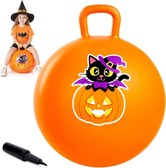 ZOOJOY Halloween Toys for Kids Hopper Ball Aged 3-8, 18In Bouncy Balls with Pumpkins, Inflatable Hoppity Hop Ball with Handle, Indoor Outdoor Jumping Hopping Toys for Boys Girls