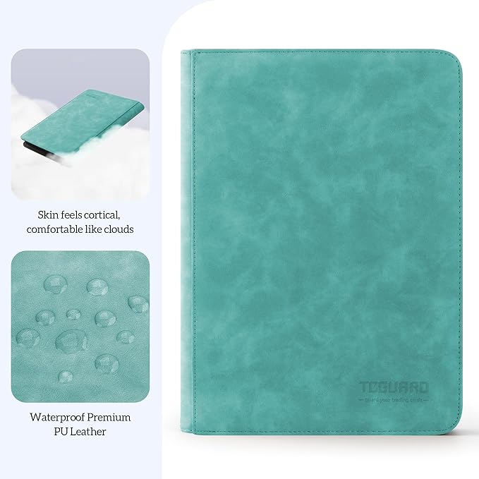 Trading Card Binder, 9 Side Loading Pocket Card Album Hold Up to 540 Cards, Zipper Binder for Cards Collection, TCG Card Holder for Game Card, Sports Card, Yugioh, MTG etc.(Green)