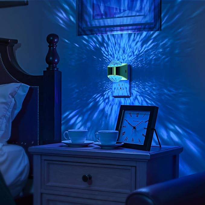 Night Lights Plug into Wall, Gold Night Light Projector 9-Color | Night Light Projector for Kids, RGB Galaxy Nightlight with Dusk to Dawn Sensor for Bathroom, Home Gaming Room Decor Gifts