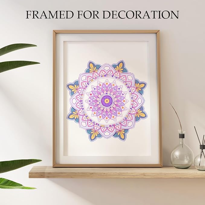 Mandala Coloring Book for Adults Relaxation, 24 Patterns Adult Coloring Books for Women Stress Relief, Inspirational Gift for Women & Men, Spiral Bound Mindfulness Coloring Book, Single-Sided Print