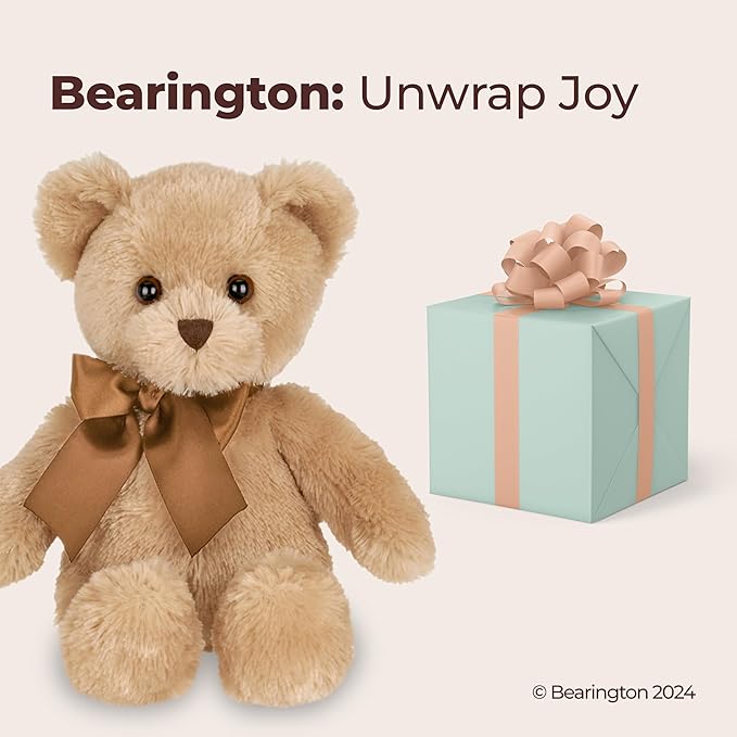 Bearington Collection Lil' Honey Cute Teddy Bear Plush - 12-Inch Brown Classic Stuffed Bear - Soft Cuddly Toy for Kids & Babies