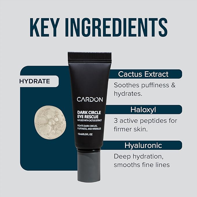Cardon | Dark Circle Rescue for Men and Women | Under Eye Roller Eye Stick Massager for Puffy Eyes, Dark Circles, Bags, Wrinkles | Made with Peptides, Niacinamide, Hyaluronic Acid