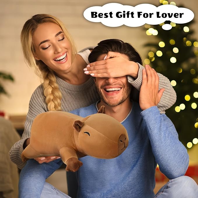 Weighted Capybara Stuffed Animals, Cute Weighted Capybara Plush, Soft Stuffed Weighted Plushie Pillow Gifts for Girls Boys(9.8" 0.8Lbs)