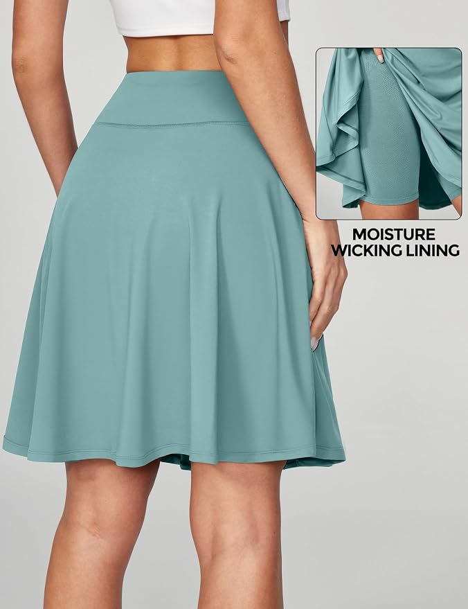 IUGA 20" Knee Length Skorts Skirts for Women with Pockets Tennis Skirt High Waisted Golf Skirts for Women Casual Athletic