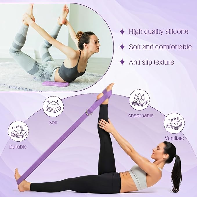 Yoga Blocks 2 Pack for Wrist Relief Yoga Blocks Wrist Support Set with Knee Pads and Strap Improve Comfort and Grip, Nonslip EVA Foam Pilates Exercise Balance Stretching Accessories Meditation