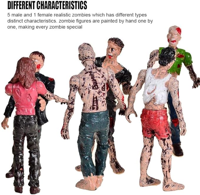 6 Pcs Zombie Dolls Action Figures Walking Dead Terror Corpse Articulated Joints Miniature Model for Halloween Party Decorations As Gifts