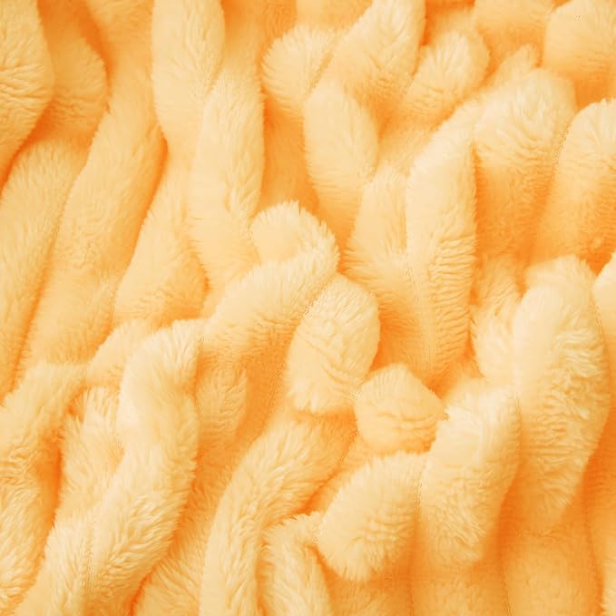 Light Yellow Fleece Throw Blanket 50”×60” for Couch Sofa Livingroom | Linecooo Super Soft Cozy Plush Microfiber Flannel Bed Blanket Striped Design Lightweight Home Decor Gifts for Adult Mom Women