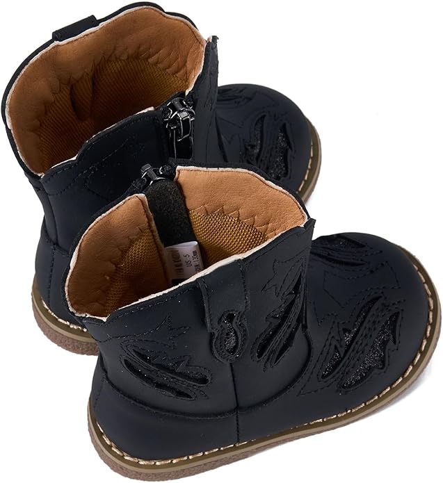 Newsonet Baby Cowboy Cowgirl Boots Infant Western Boots Toddler Boys Girls Round Toe Riding Mid Calf Boots All Seasons for 6 9 12 18 24 Months
