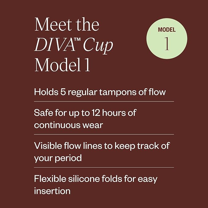 Diva Cup & Diva Wash Combo Pack - Medical Grade Silicone Cup for Period Care - Reusable Menstrual Cup - Cleaner for Period Cup - Cup Model 1 (for Medium to Heavy Flow)