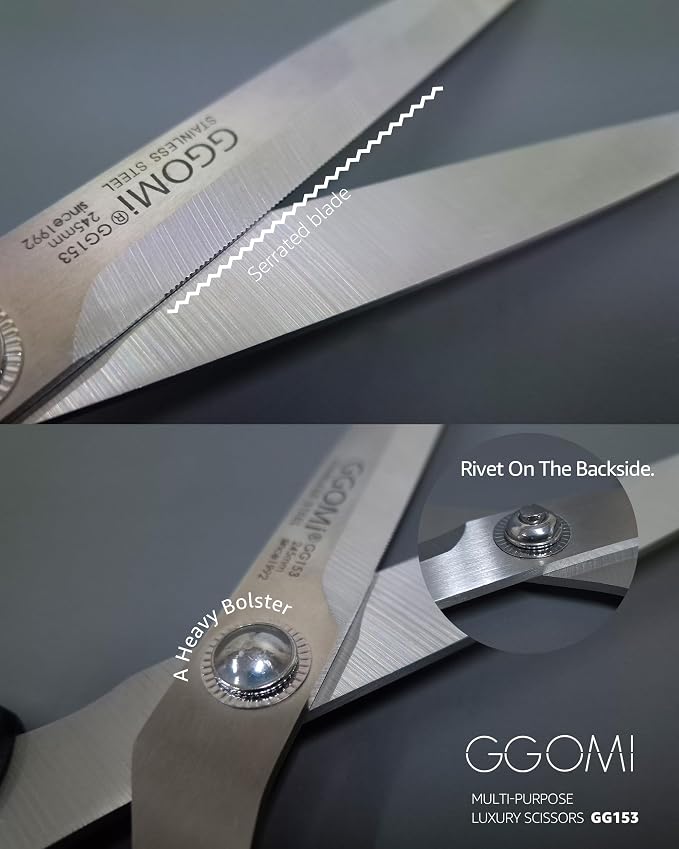 2.2T Stainless Blade Kitchen Scissors - 9.6in x 1Pack | Korean Style Sharp Heavy Duty All Purpose Kitchen Shears for Cooking Food | Barbecue Kalbi Rib Meat Cutting Dishwasher Safe (GG153, Black)