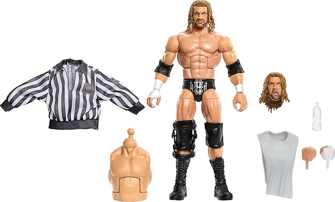 Mattel WWE Elite Collection Action Figure & Accessories, Premium Live Event Triple H Set, SummerSlam Series with Jesse “The Body” Ventura Build-A-Figure Parts