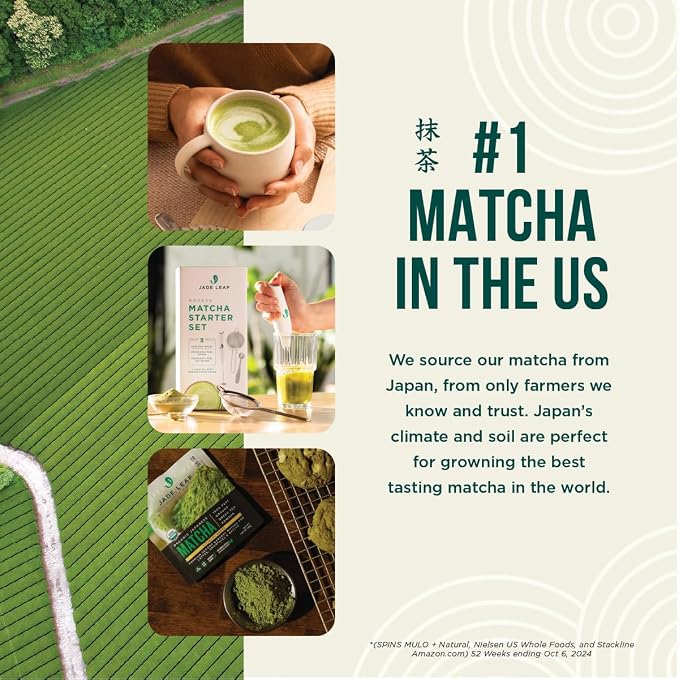 Jade Leaf Matcha Organic Ceremonial Grade Teahouse Edition Matcha Powder - 100% Pure Japanese Premium First Harvest Green Tea for Ceremonies, Usucha, Lattes 100g / 3.53 Ounce Pouch (Pack of 1)