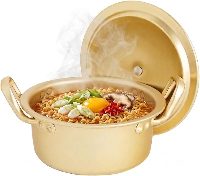 xenoz Korean Ramen Noodle Pot, Aluminum Cooker with Lid | Lightweight aluminum cookware made in Korea for ramen, noodles and soup.