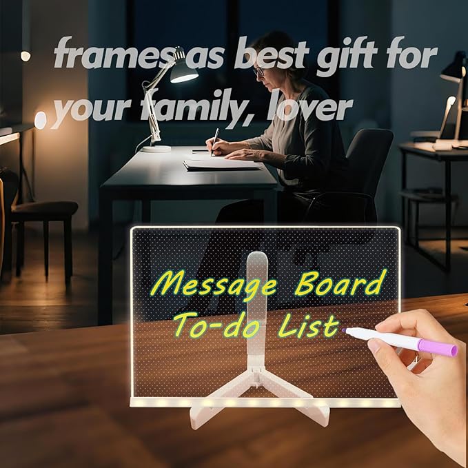 Acrylic Dry Erase Board with Light Up Acrylic Message Board Large, Acrylice Birthday Gift with Led Writing Board for Desk, Acrylice Dry Erase Board to Do List is Best Birthday Gifts for Girls Boys
