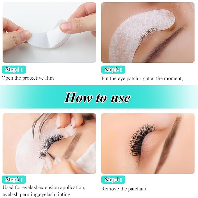 fenshine 100 Pairs Eyelash Extension Eye Pads Lint Free Hydrogel Eye Patches Professional for Lash Extensions Supplies
