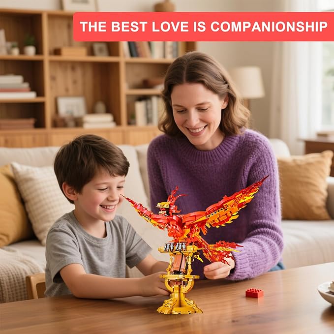 Magic Fire Phoenix Set Compatible with Lego, 938PCS Fire Phoenix Toy Collection Model for Adults, Christmas Birthday Gift for Kids Boys Girls