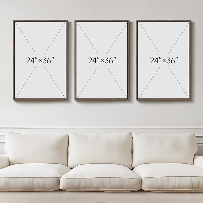 Large Framed Neutral Abstract Wall Art, Set of 3, Beige Brown, 24x36 In | Rustic canvas prints paintings, Wood frame, Minimalist stone pictures, Modern Wall decor for Living Room Hallway Stair Office