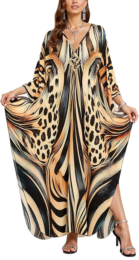 Mumu Dresses for Women Plus Size, Bohemian Kaftan Beach Cover Up Long Maxi Nightgown Soft Loungewear
