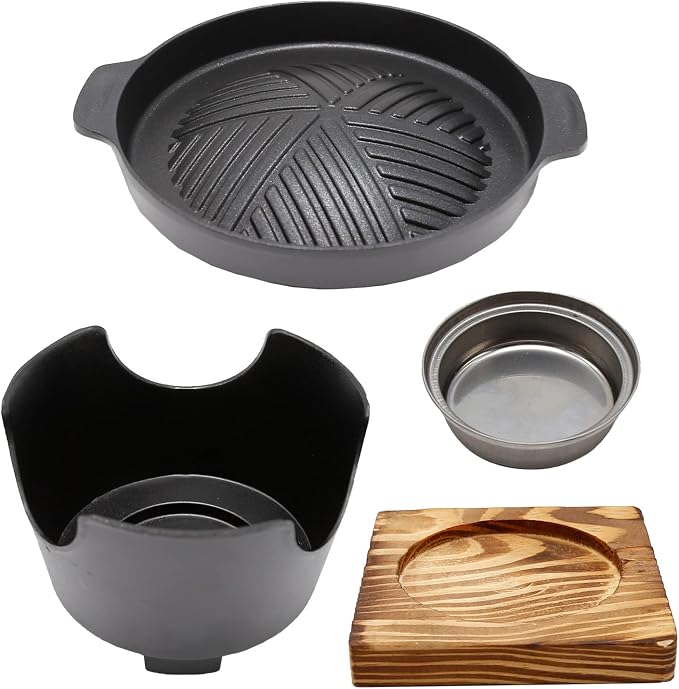 Saihisday Mini Hibachi Grill - Portable Cast Aluminum Korean BBQ Charcoal Grill