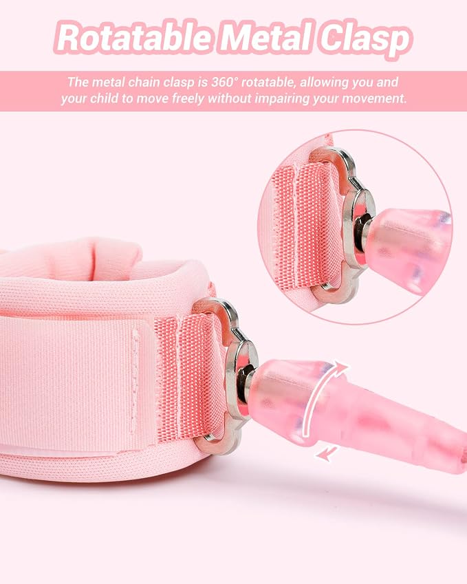 Dr.meter Anti Lost Wrist Link, 2 Pack Toddler Safety Leash with Key Lock, Reflective Child Walking Harness - Dual 8.2ft Length Pink & Blue Kids Leash for Supermarket Mall Airport Amusement Park Zoo