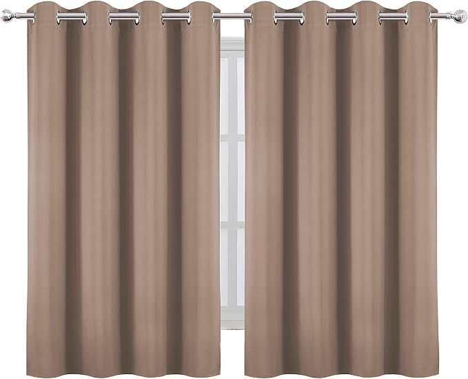 LEMOMO Cappuccino Blackout Curtains/52 x 45 Inch Length Set of 2 Panels Grommet Short Bedroom Curtains