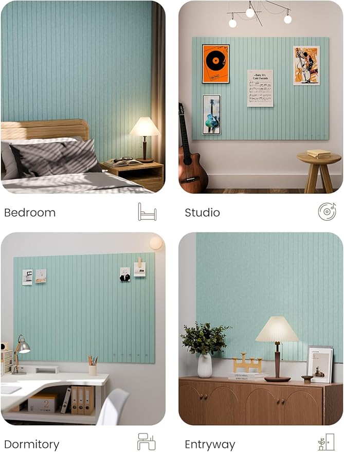 Fluxynara 48" x 36" Large Felt Bulletin Board, Aqua Blue | 12 Pack Cork Board Alternative with 60 Safe Adhesive Tabs, Pin Boards for Wall Decor, Home, Office, Classroom,Dorm