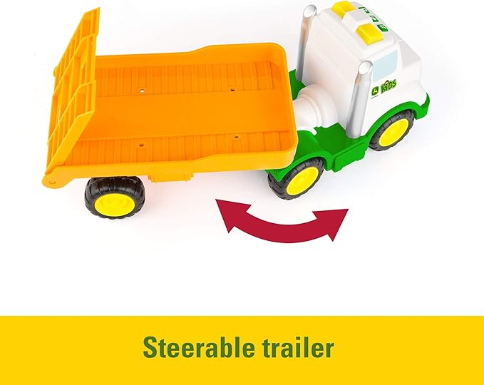 TOMY John Deere Lights & Sounds Farmin' Friends Hauling Set - Includes Toy Truck and Backhoe Tractor Toy for Indoor and Outdoor Play - Preschool Toys Ages 18 Months and Up