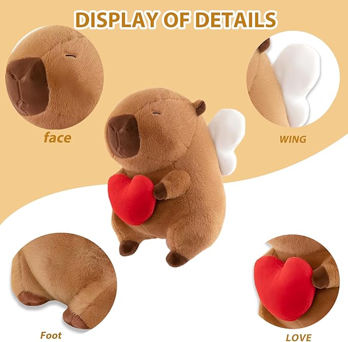 Capybara Plush-15.7Inch Loving Soft Capybara Stuffed Animal Toys with Holding Heart- Adorable Soft Capibara Pillow Toy Plushies - Perfect Capybara Sweet Birthday Gifts for Girls and Boys