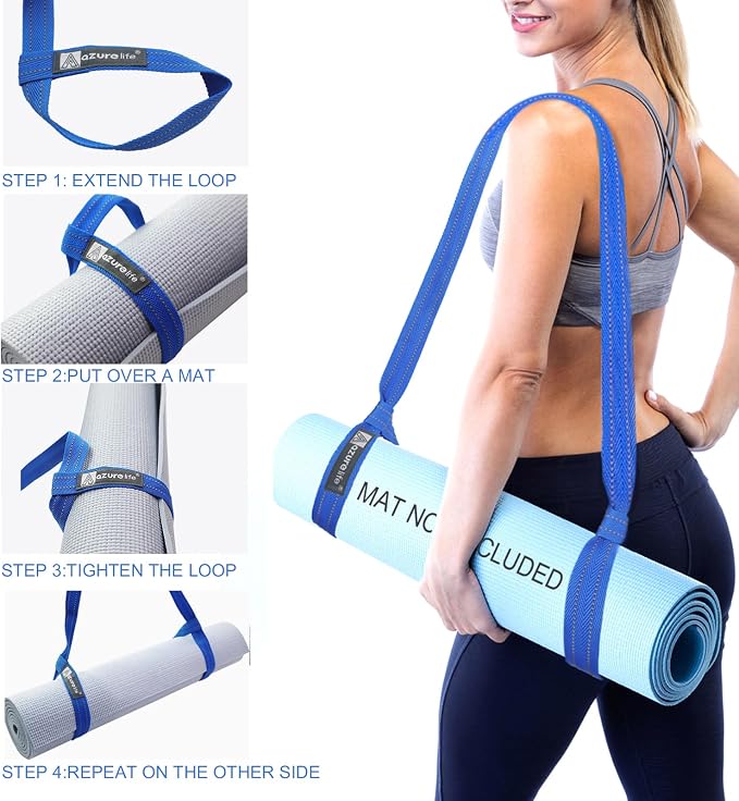 A AZURELIFE [MAT NOT Included] Yoga Mat Sling, Yoga Mat Straps for Carrying, Easy-Cinch Yoga Mat Holder Strap