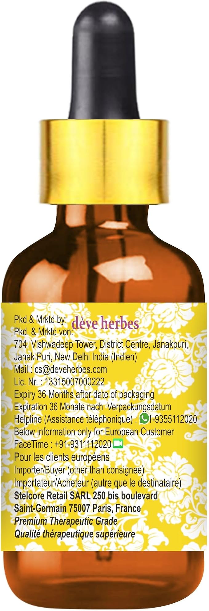 Deve Herbes Babchi (Bakuchi) Oil (Psoralea corylifolia) with Glass Dropper | Cold Pressed | Pure | For Diluting Essential oils | Skin & Massage | Non-Sticky | Lightweight | Unisex | 50ml (1.69 oz)
