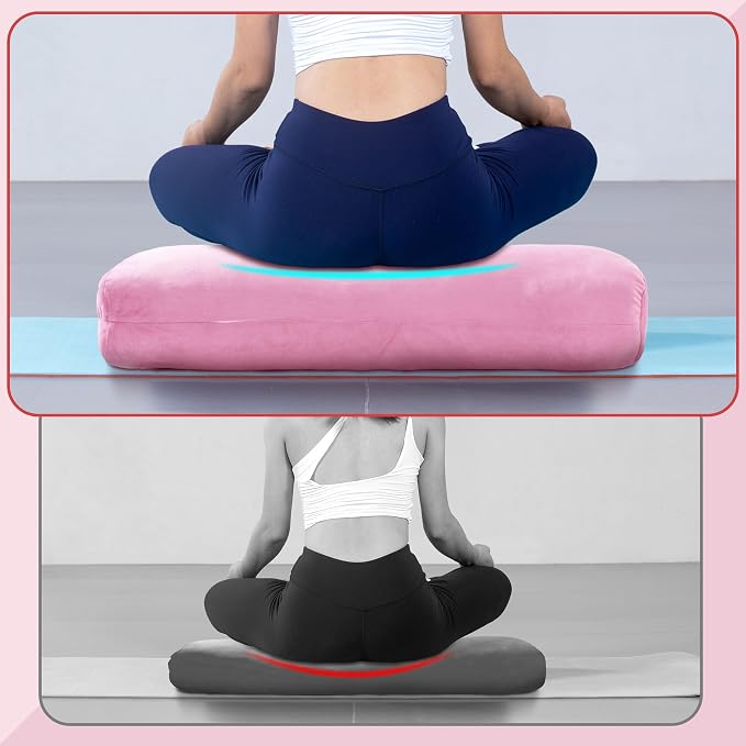 MABOZOO Yoga Bolster Pillow, Rectangular Bolster for Restorative Yoga & Meditation, Professional Meditation Cushion with Carry Handle, 27"X10"X6"