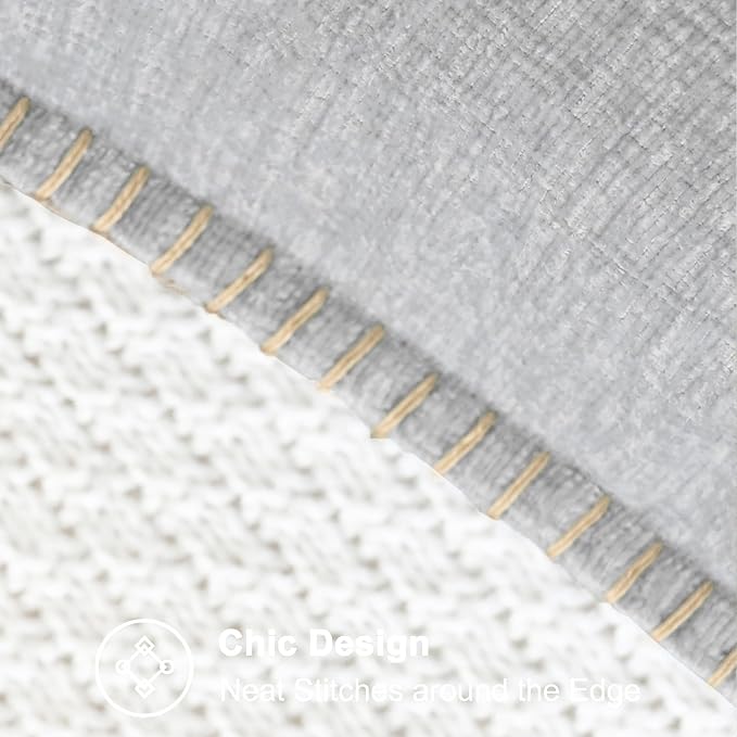 CaliTime Decorative Couch Throw Pillow Covers 26 X 26 Inches Moonbeam Gray | Pack of 2, Cozy Chenille Cushion Cases, Cotton Thread Stitching Edges, for Sofa Bed Living Room Farmhouse