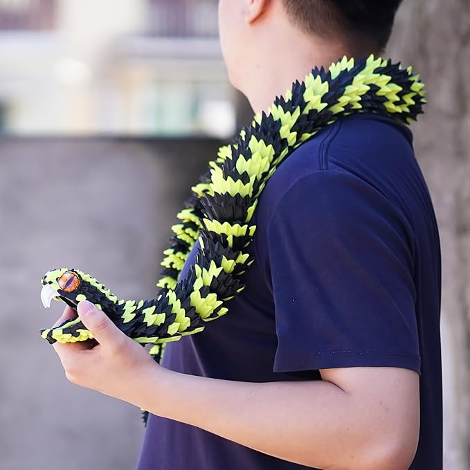 Super Large 3D Printed snake with a movable mouth,47.4inch,Flexible Realistic Articulated Animal Fidget Toys,Mystery Figurines Gifts ,Executive Desk Décor and Festival Collectible (BY 47.4inch)