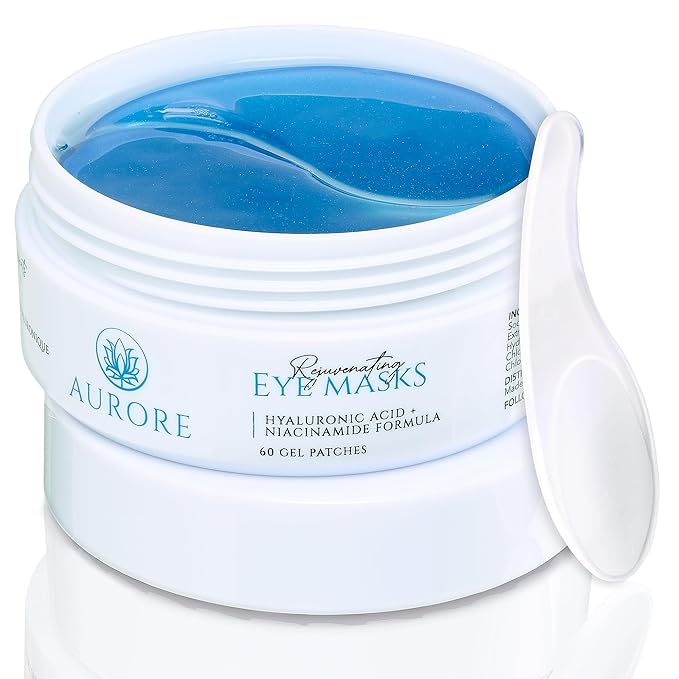 AURORE Under Eye Patches with Hyaluronic Acid, Collagen, Niacinamide - for Puffy Eyes, Dark Circles, Wrinkles, Fine Lines - Hydrating & Brightening, 30 pairs (60 gel patches) - Rejuvenating Eye Masks