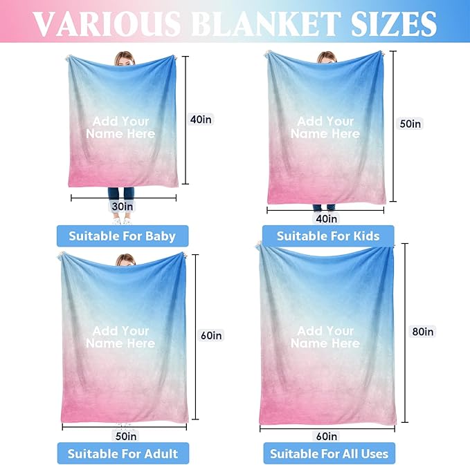 Personalized Name Blanket with Sunflower, Custom Blanket with Name for Adults, Customized Soft Throw Blanket, Personalized Gifts for Birthday Christmas for Women Men