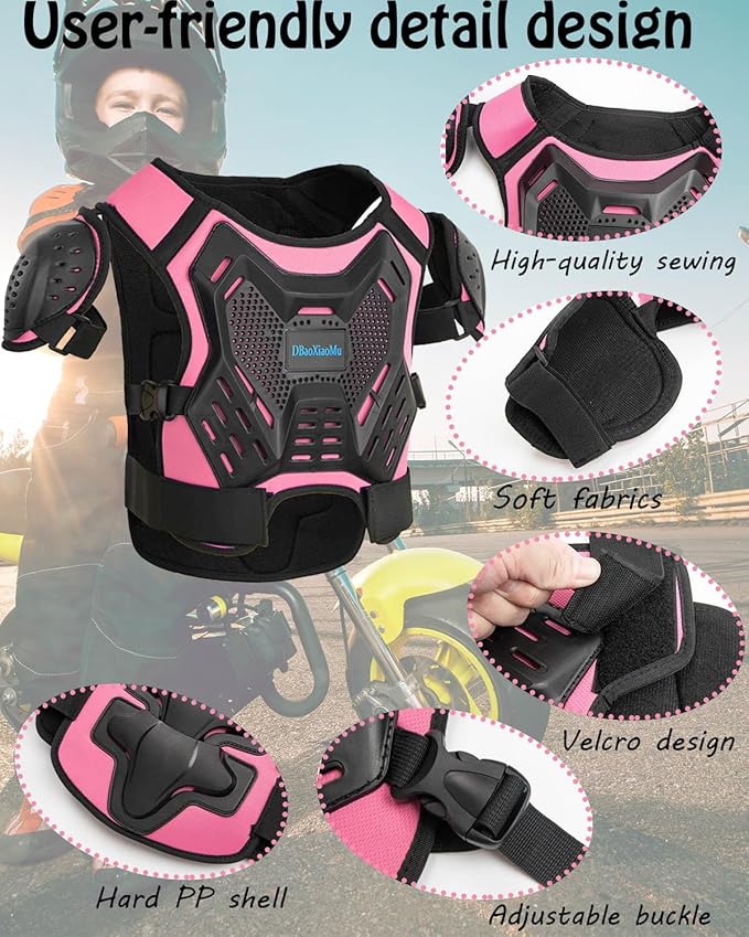 Kids Dirt Bike Gear, Youth Motocross Armor Protective Vest Suit，Children Chest Back Knee Elbow Protection for Cycling ATV