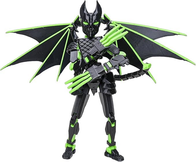 (Assembly Completed Dummy 20 Action Figure, 8.1 inches, Strong Magnetic Accessories, 10 in 1, 3D Printed Robot Multi-Jointed Movable，Oni Warrior Series (Inferna Green)