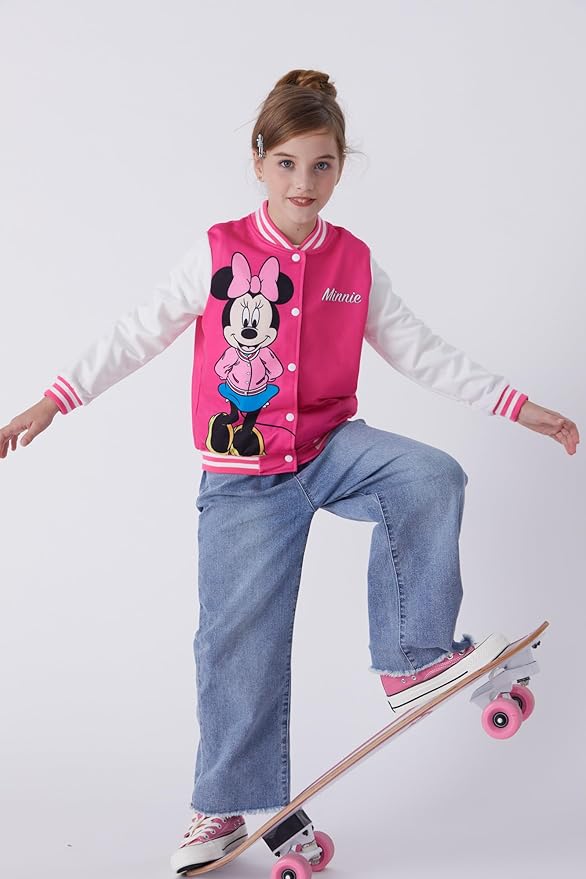 Disney Minnie Mickey Stitch Princess Frozen Marvel Jacket Lightweight Coat Button up Color Block Sweatshirt Sizes 2-14 Years