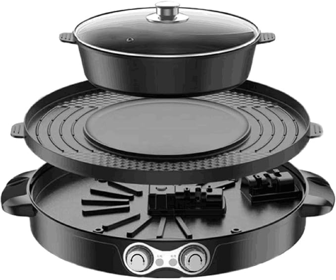 Non-stick Hotpot Pot with Grill, 2200W Electric Shabu Shabu Hot Pot Korean BBQ Grill, Multi-function BBQ Hotpot Machine for Family and Friends Gathering
