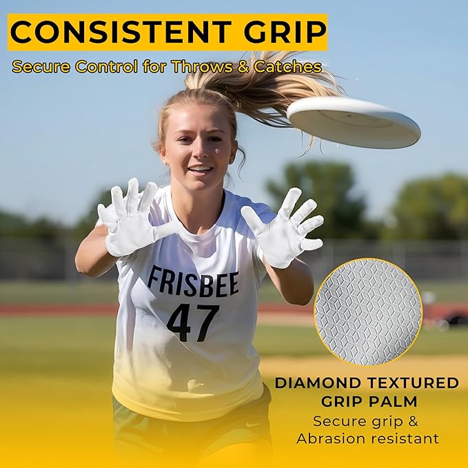 HANDLANDY Ultimate Frisbee Gloves – Flying Disc Gloves for Adults and Youth with Consistent Grip, Lightweight Breathable Fit, Perfect for Throws, Catches, and Disc Sports