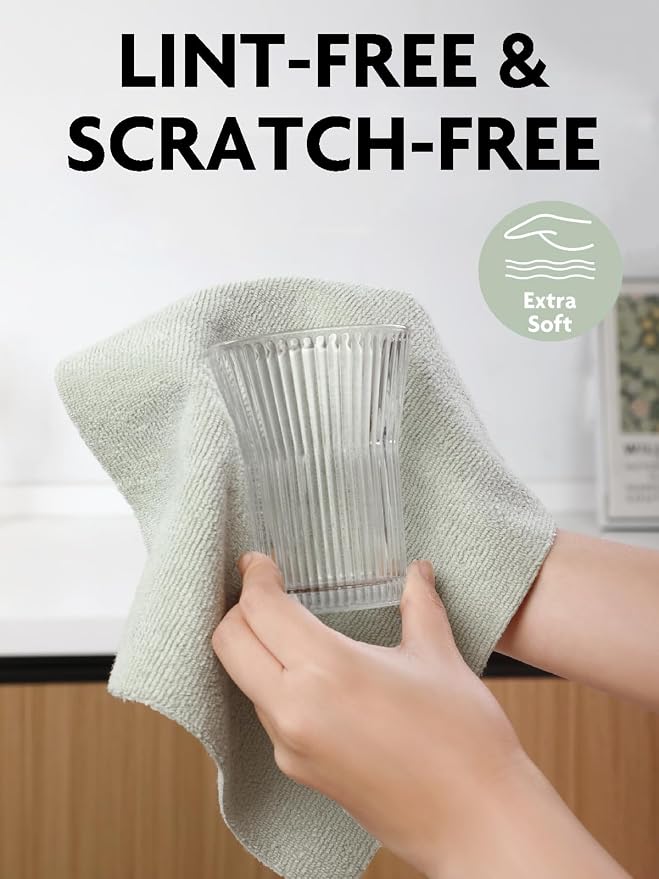 Fantasticlean Kitchen Towels Roll, 80 Sheets,10''(Pink,Blue,Tan,Moss Green) | Tear-away Dish Towels for Kitchen, Ultra Absorbent, Lint-free, Premium Microfiber Cleaning Cloths, for All-Purpose Cleaning
