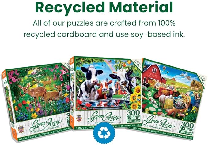 MasterPieces - 300 Piece Jigsaw Puzzle, Large EZ Grip Shapes, Afternoon Siesta, Fun for Adults, Seniors, Family, Kids, Matte Finish, 18"x24"