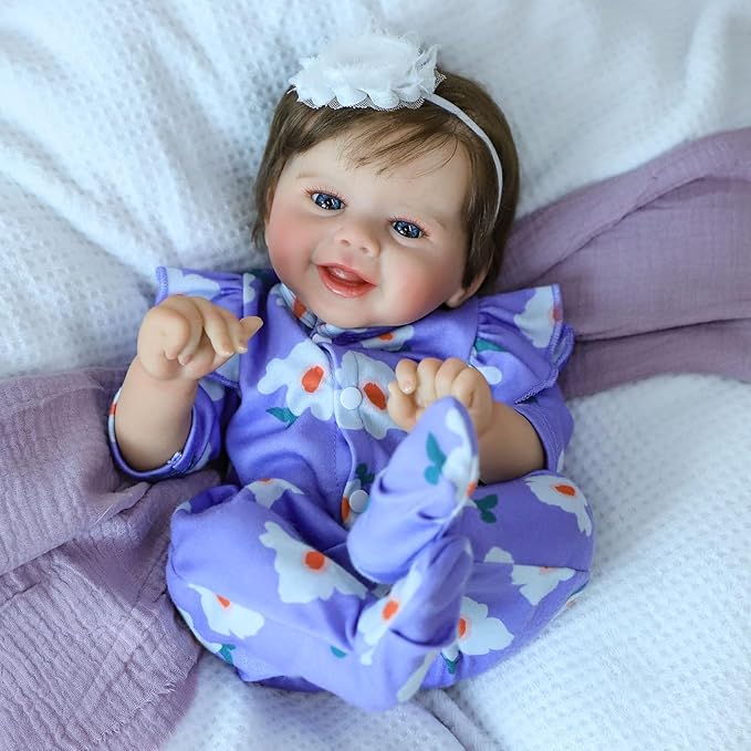 SCOM Realistic Reborn Baby Dolls, 20 Inch Real Baby Feeling Realistic-Newborn Dolls Adorable Smiling Real Life Baby Dolls with Gift Box for Kids Age 3