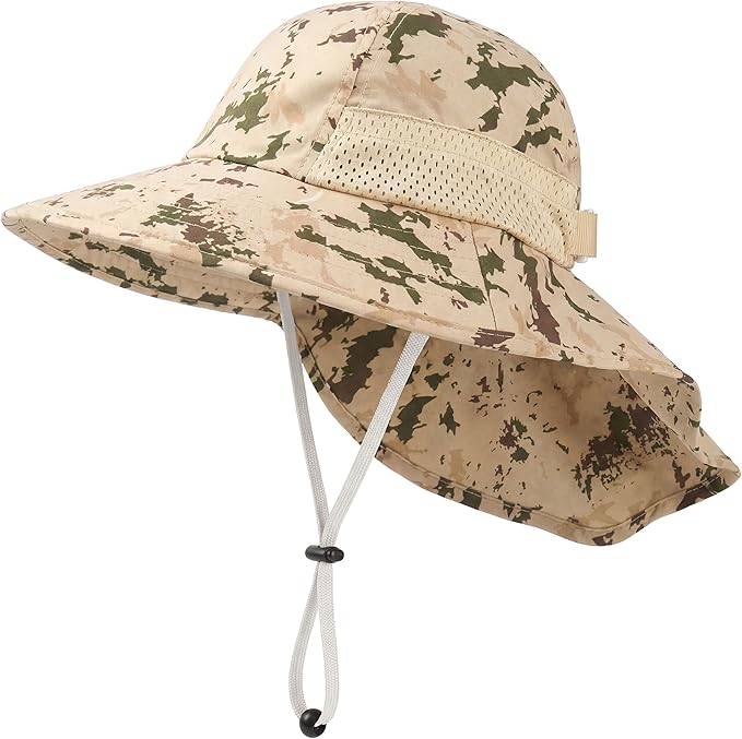Toddler Baby Sun Hat Kids Summer Beach Essentials Adjustable Beach Hats with Bucket Wide Brim for Boys Girls Age 0-14 Years