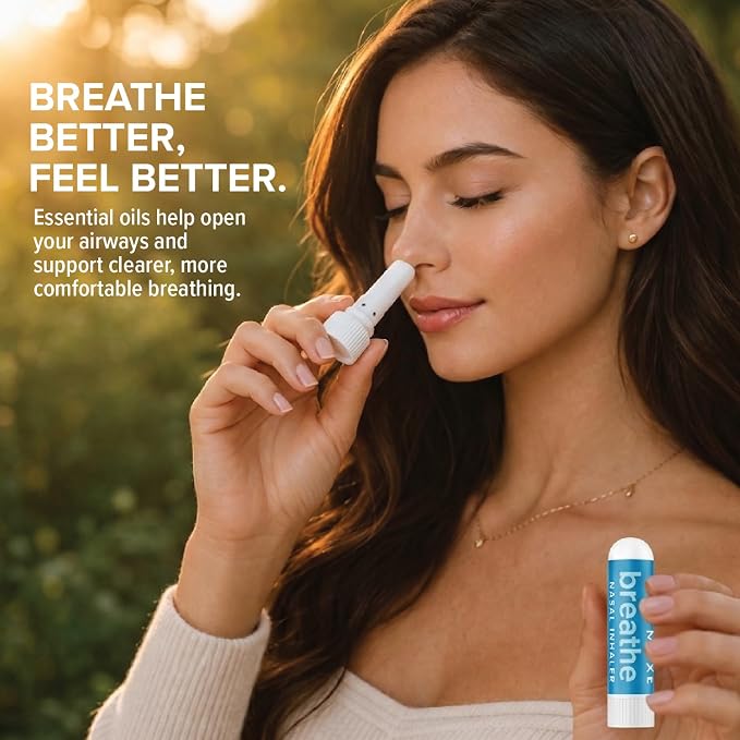 MOXE Breathe | Himalayan Salt Inhaler | Help Clear Congestion, Boost Focus and Improve Breathing | Natural Aromatherapy | Peppermint, Lavender and Tee Tree Essential Oil (3 Pack)